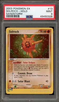Pokemon Solrock EX Sandstorm Holo Rare #13 PSA 9 Mint - Image 1
