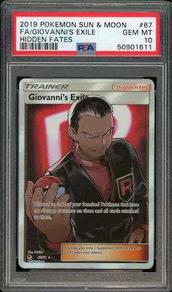 GIOVANNI'S EXILE 67/68 FULL ART HIDDEN FATES POKEMON PSA 10 GEM MINT - Image 1