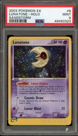Pokemon Lunatone EX Sandstorm Holo Rare #8 PSA 9 Mint - Image 1