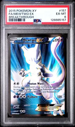 2015 POKEMON XY BREAKTHROUGH MEWTWO EX #157 FULL ART PSA 6 EX #128885157 - Image 1