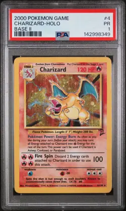 2000 POKEMON BASE SET 2 #4 CHARIZARD-HOLO PSA 1 - Image 1