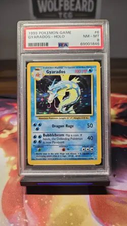 Pokemon Gyarados TCG Base Set Holo Card 6/102 Unlimited Rare, PSA 8 - Image 1