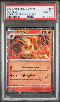 2025 POKEMON SVP EN-SV BLACK STAR PROMO 167 FLAREON PRE POSTER COLLECTION PSA 10 - Image 1