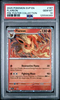 2025 POKEMON SVP EN-SV BLACK STAR PROMO 167 FLAREON PRE POSTER COLLECTION PSA 10 - Image 3