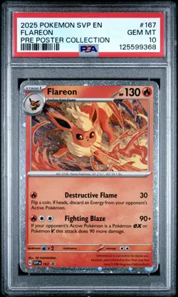 2025 POKEMON SVP EN-SV BLACK STAR PROMO 167 FLAREON PRE POSTER COLLECTION PSA 10 - Image 5