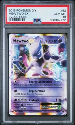 Mewtwo EX 52/108 XY Evolutions Half Art PSA 10 Pokemon Card - Image 1