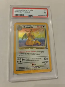 Pokemon TCG Dragonite Fossil 4/62 Holo Rare PSA 5 1999 English - Image 1