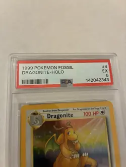 Pokemon TCG Dragonite Fossil 4/62 Holo Rare PSA 5 1999 English - Image 2