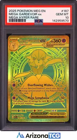 Pokemon 2025 Mega Gardevoir EX 187 Gold Hyper Rare Mega Evolution English PSA 10 - Image 1