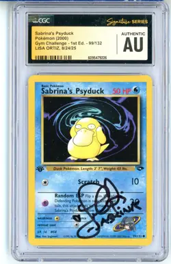 CGC Signed Lisa Ortiz Pokemon Sabrina's Psyduck 99/132 Gym Challenge 1st Edition - Image 1