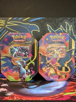 Pokemon TCG Mega Charizard X + Y ex Tin Bundle Sealed New! 2 Items! - Image 1