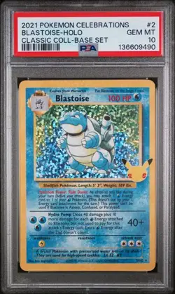 PSA 10 Blastoise 2/102 Pokemon Celebrations Classic Collection Holo Graded Card - Image 1