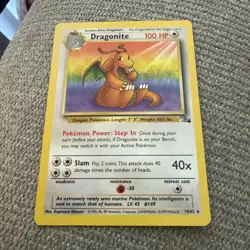 1999 Fossil Set Pokemon Card - 1st Edition Dragonite 19/62 - Rare Non Holo - Image 2