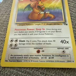 1999 Fossil Set Pokemon Card - 1st Edition Dragonite 19/62 - Rare Non Holo - Image 3