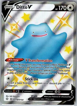 Ditto V SV118/SV122 Shining Fates: Shiny Vault - Pokemon Card - NM - Image 1