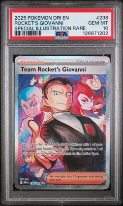 PSA 10 Team Rocket's Giovanni 238/182 Destined Rivals Pokemon Card SIR GEM MT - Image 1