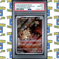 PSA 10 - Team Rocket's Meowth 203/182 Destined Rivals Illustration Rare POKEMON - Image 1