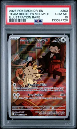 PSA 10 - Team Rocket's Meowth 203/182 Destined Rivals Illustration Rare POKEMON - Image 2