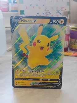 PIKACHU V Black Star Promo POKEMON Jumbo Large Foil 2022 Trading Card SWSH198 - Image 1
