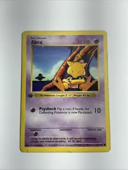 Abra 043/102 Base Set (Shadowless) Regular 1st Edition Rare Pokemon Vintage Card - Image 1