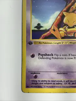 Abra 043/102 Base Set (Shadowless) Regular 1st Edition Rare Pokemon Vintage Card - Image 3