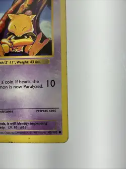 Abra 043/102 Base Set (Shadowless) Regular 1st Edition Rare Pokemon Vintage Card - Image 4