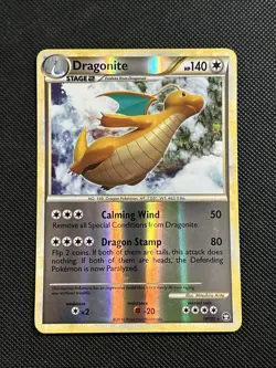 Dragonite Reverse Holo Pokemon Card HGSS Triumphant 18/102 Ungraded LP - Image 1
