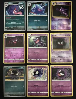 Pokemon TCG Gengar, Haunter, & Gastly Lot: 9 Card Collection Set - Image 1