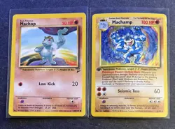 1999 Pokemon TCG Machamp 8/102 + 2000 Machop 78/130 2Total Cards - Image 1