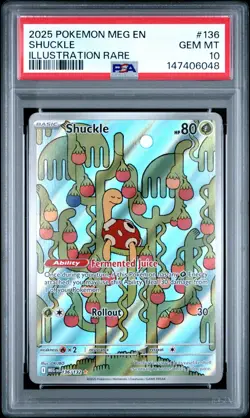 2025 POKEMON MEG EN-MEGA EVOLUTION ILLUSTRATION RARE #136 SHUCKLE PSA 10 - Image 1