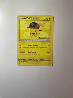Pokemon TCG Ash's Pikachu SM111 2017 Sun & Moon Black Star Promo - Image 1