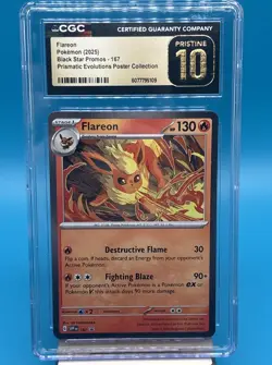 Flareon Pokemon 2025 Black Star Promo 167 Prismatic Evolutions CGC PRISTINE 10 - Image 1