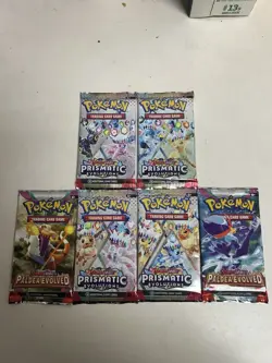 Pokemon 6 Booster Packs Scarlet & Violet Prismatic Evolutions Paldea Evolved - Image 1