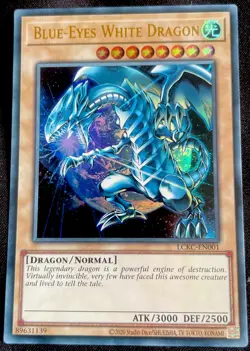 Blue-Eyes White Dragon (Version 3) LCKC-EN001 YuGiOh! TCG Ultra Rare 1st Ed - Image 1