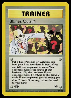 Pokemon Card - Blaine's Quiz #1 Gym Heroes 97/132 Rare 1st Edition - Image 1