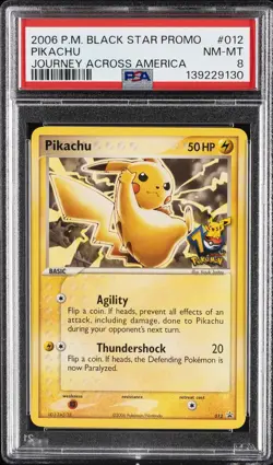 2006 POKEMON BLACK STAR PROMOS JOURNEY ACROSS AMERICA #012 PIKACHU PSA 8 - Image 1