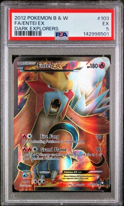 PSA 5 2012 Pokemon Black & White Dark Explorers Full Art Entei EX 103/108 Holo - Image 1