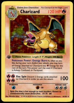 Pokemon Charizard 4/102 Base Set Holo 1st Edition Heavily Played - Image 1