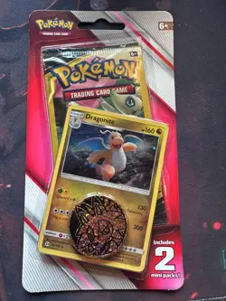 Pokemon 2x Mini Booster Packs + Dragonite Promo + Coin (Team Up + Evolutions) - Image 1