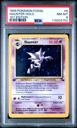 1999 Pokemon Fossil Haunter Holo #6 1st Edition PSA 8 WOTC Vintage - Image 1