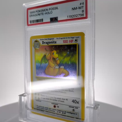 1999 Pokemon Dragonite Holo 4/62 Fossil Unlimited PSA 8 WOTC Vintage - Image 2