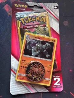 Pokemon 2x Mini Booster Packs + Machamp Promo + Coin (Team Up + Sun & Moon) - Image 1