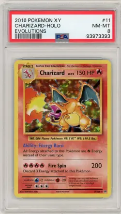 2016 POKEMON XY EVOLUTIONS #11 CHARIZARD-HOLO PSA 8 - Image 1
