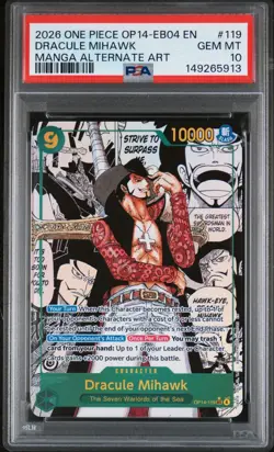 Dracule Mihawk PSA 10 - OP14-119 - Manga Alternate Art - One Piece TCG - Image 1