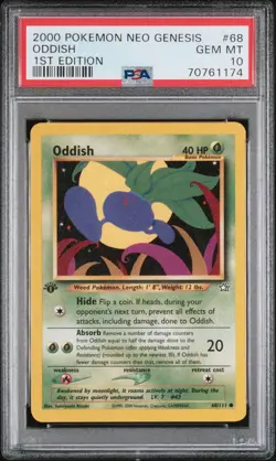 PSA 10 Oddish Neo Genesis 1st Edition 68/111 1st Edition Pokemon Card - Image 1