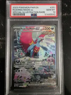 2023 Pokemon Paradox Rift 251 Roaring Moon ex Special Illustration Rare PSA 10 - Image 1