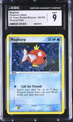 CGC 9 Magikarp EX Team Rocket Returns 65/109 Reverse Holo STAMPED Pokemon Card - Image 1