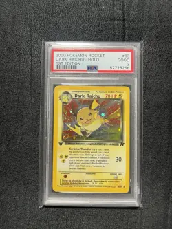 Pokemon 2000 1st Edition Team Rocket Dark Raichu Holo Psa 2 (pop 17) w/ swirl - Image 1