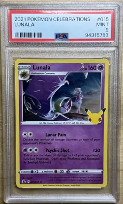 2021 POKEMON CELEBRATIONS #015 LUNALA PSA 9 - Image 1