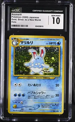CGC 10 GEM MINT Azumarill Japanese Neo Genesis 184 Holo Pokemon Card psa - Image 1